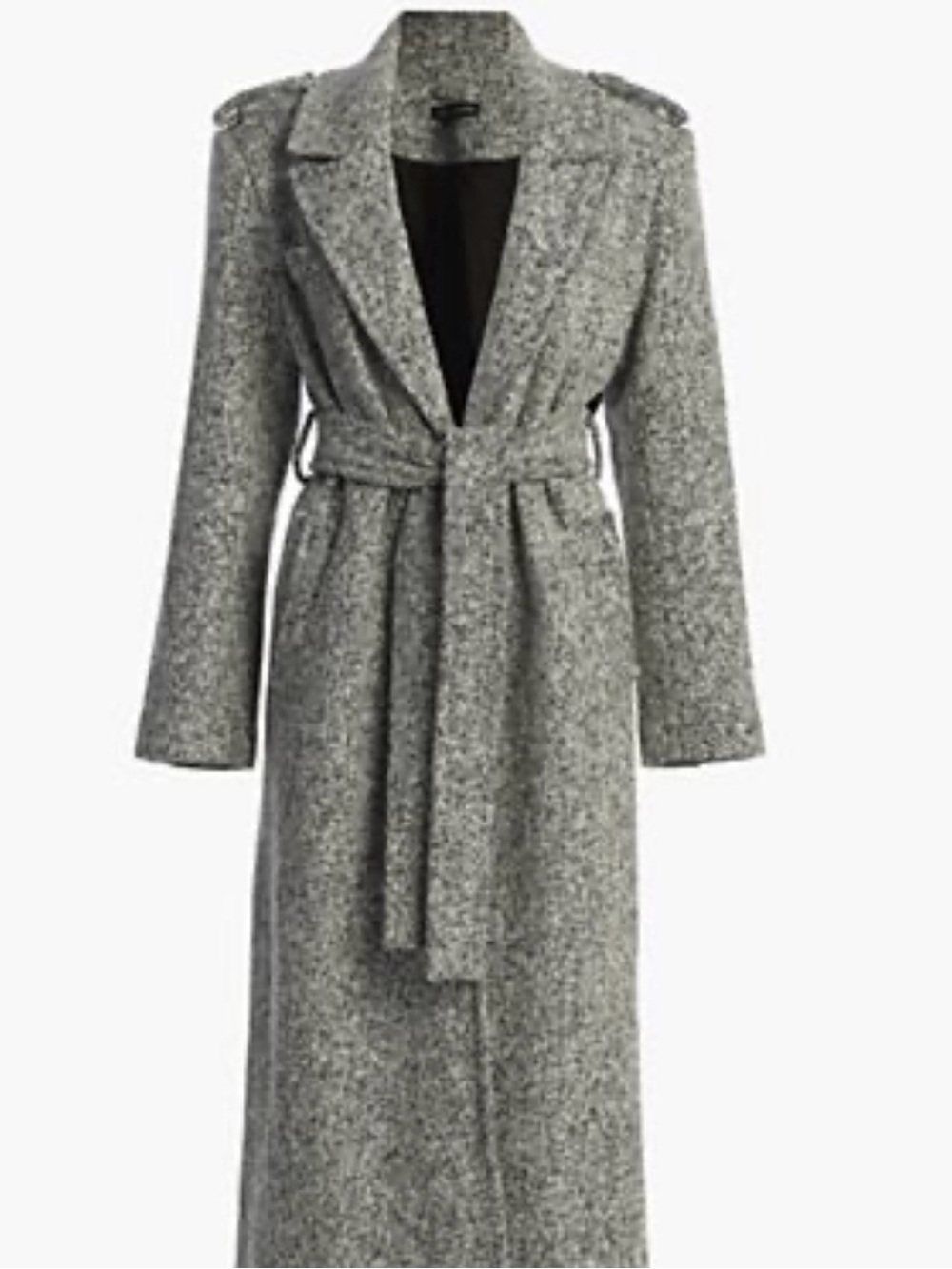 JLUXLABEL Gray Wool-Blend Belted Trench Coat